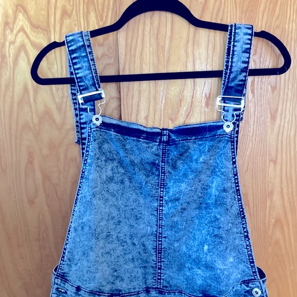 Retro 80s style stretchy acid wash stone wash denim overalls XL - Picture 2 of 4